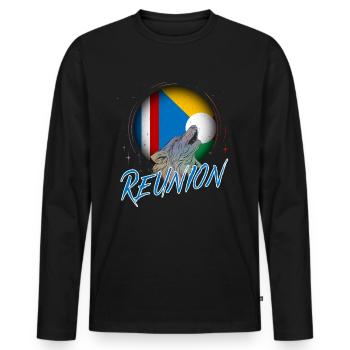 Réunion - T-shirt manches longues Premium bio Homme - noir - Devant - Nico (187cm)