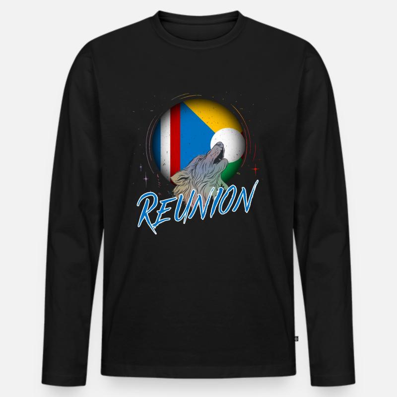 Réunion - Männer Premium Bio Langarmshirt - Schwarz