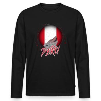 Pérou - T-shirt manches longues Premium bio Homme - noir - Devant - Nico (187cm)