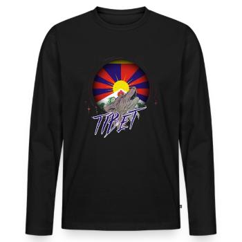 Tibet - Men's Premium Organic Long Sleeve Shirt - black - Front - Nico (187cm)