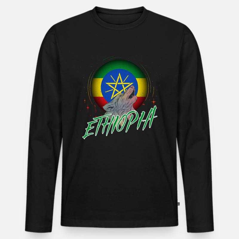 Äthiopien - Männer Premium Bio Langarmshirt - Schwarz