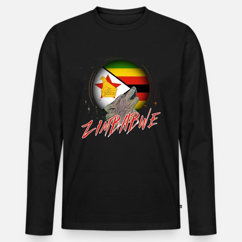 Simbabwe - Männer Premium Bio Langarmshirt - Schwarz