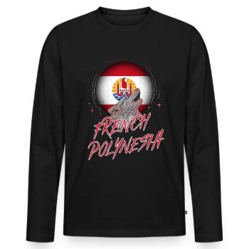 Polynésie française - T-shirt manches longues Premium bio Homme - noir - Devant - Nico (187cm)