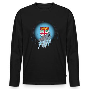 Fiji - Men's Premium Organic Long Sleeve Shirt - black - Front - Nico (187cm)