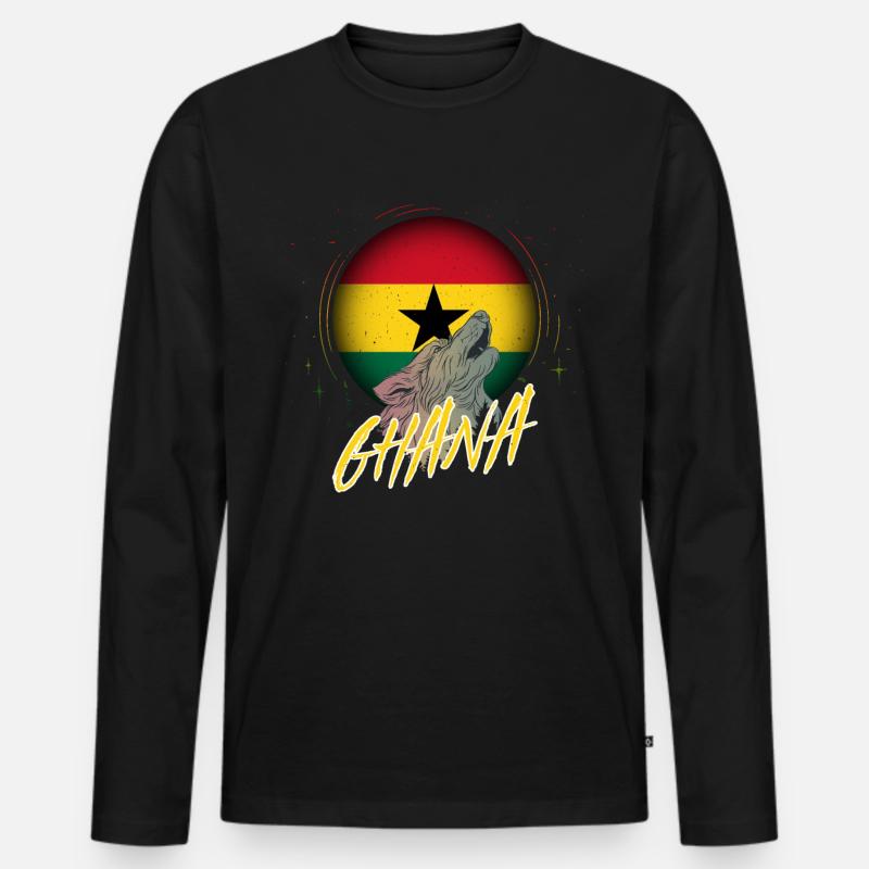 Ghana - Männer Premium Bio Langarmshirt - Schwarz