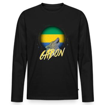 Gabon - Men's Premium Organic Long Sleeve Shirt - black - Front - Nico (187cm)