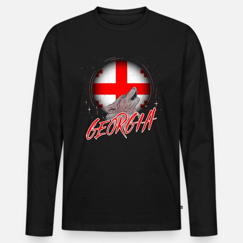 Georgien - Männer Premium Bio Langarmshirt - Schwarz