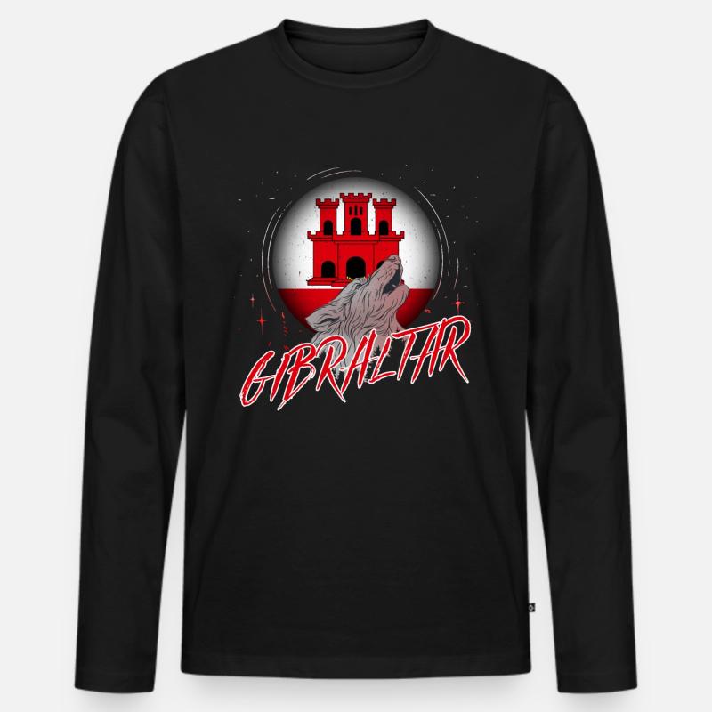 Gibraltar - Männer Premium Bio Langarmshirt - Schwarz