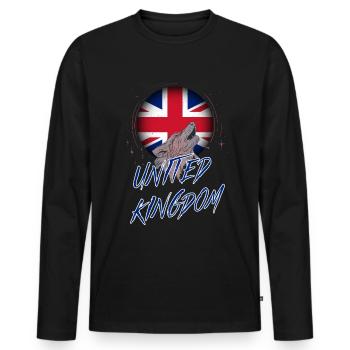 United Kingdom - Men's Premium Organic Long Sleeve Shirt - black - Front - Nico (187cm)