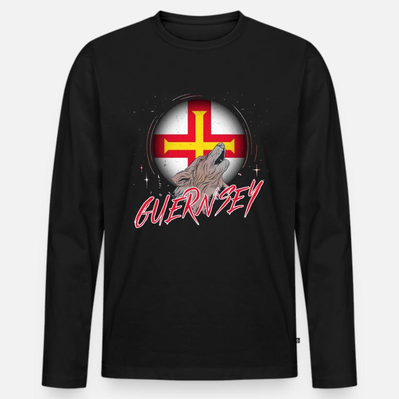 Guernsey - Männer Premium Bio Langarmshirt - Schwarz