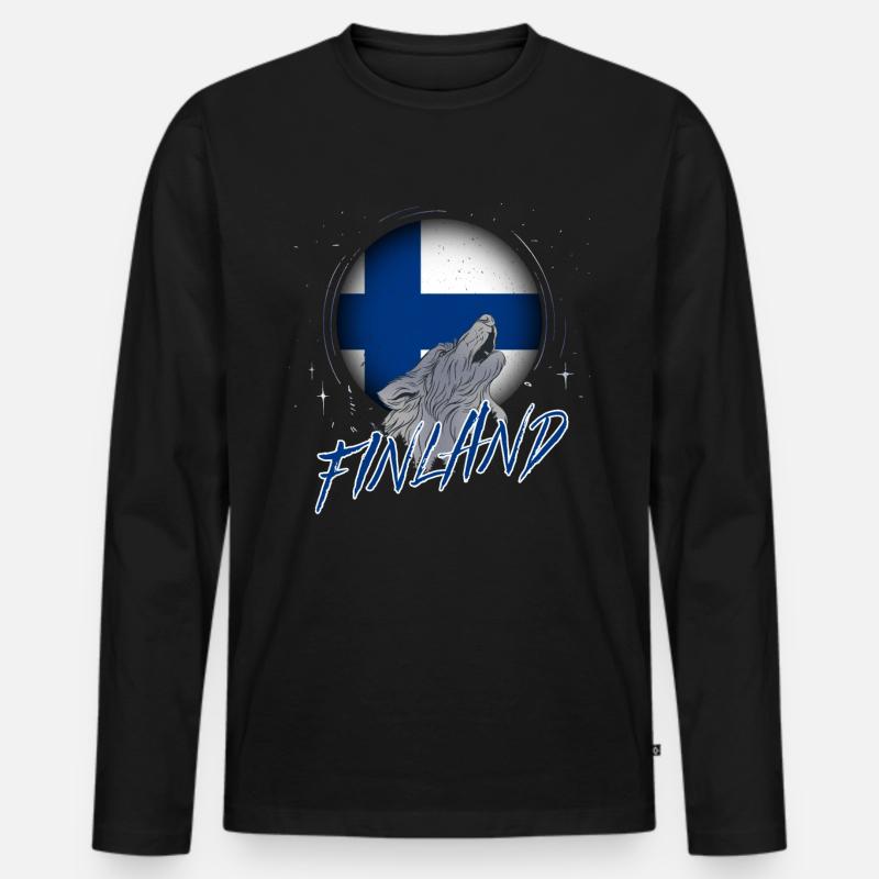 Finnland - Männer Premium Bio Langarmshirt - Schwarz
