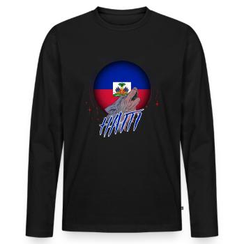 Haiti - Men's Premium Organic Long Sleeve Shirt - black - Front - Nico (187cm)