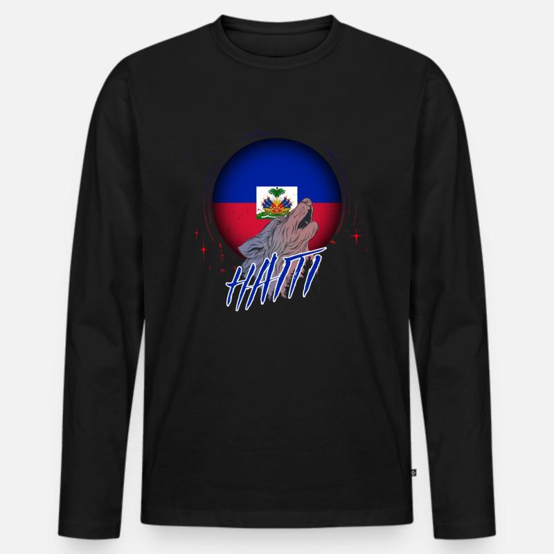 Haiti - Männer Premium Bio Langarmshirt - Schwarz