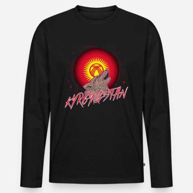 Kirgisistan - Männer Premium Bio Langarmshirt - Schwarz