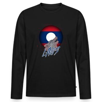 Laos - T-shirt manches longues Premium bio Homme - noir - Devant - Nico (187cm)