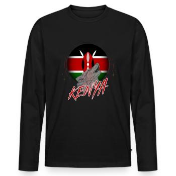 Kenya - Men's Premium Organic Long Sleeve Shirt - black - Front - Nico (187cm)