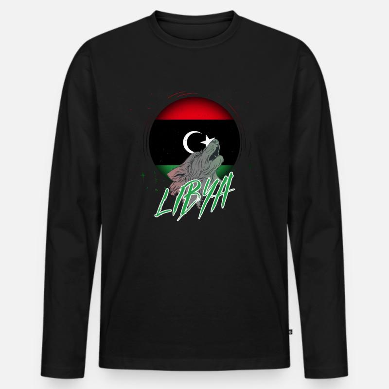 Libyen - Männer Premium Bio Langarmshirt - Schwarz
