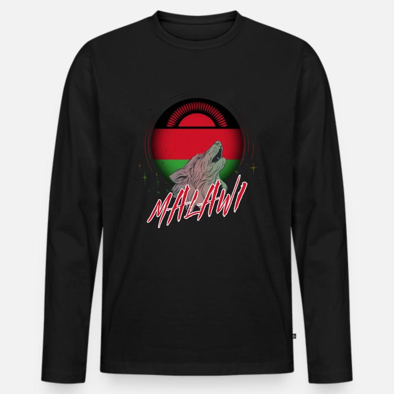 Malawi - Männer Premium Bio Langarmshirt - Schwarz