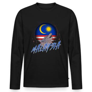 Malaysia - Men's Premium Organic Long Sleeve Shirt - black - Front - Nico (187cm)