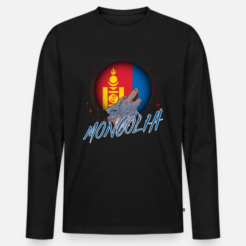 Mongolei - Männer Premium Bio Langarmshirt - Schwarz