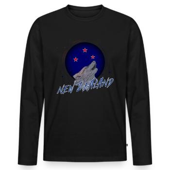 Neuseeland - Männer Premium Bio Langarmshirt - Schwarz - Vorne - Nico (187cm)