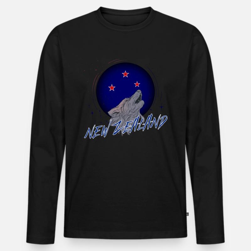 Neuseeland - Männer Premium Bio Langarmshirt - Schwarz