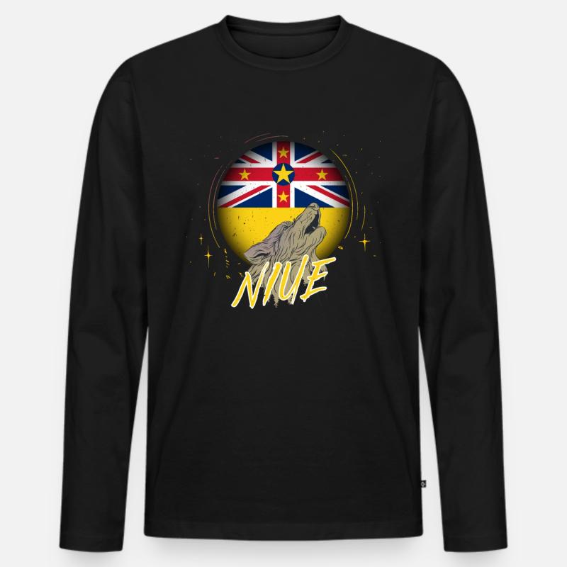 Niue - Männer Premium Bio Langarmshirt - Schwarz