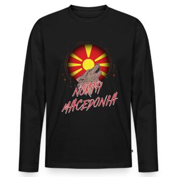 North Macedonia - Men's Premium Organic Long Sleeve Shirt - black - Front - Nico (187cm)