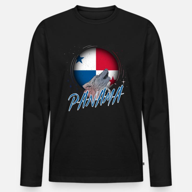 Panama - Männer Premium Bio Langarmshirt - Schwarz