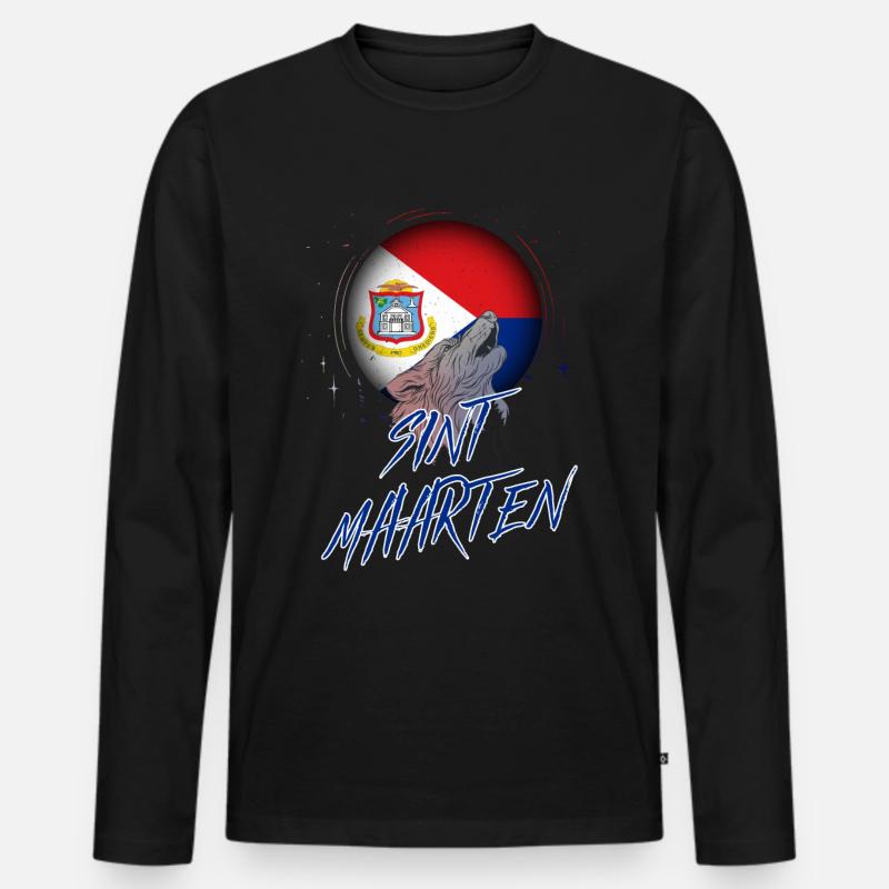 Sint Maarten - Männer Premium Bio Langarmshirt - Schwarz