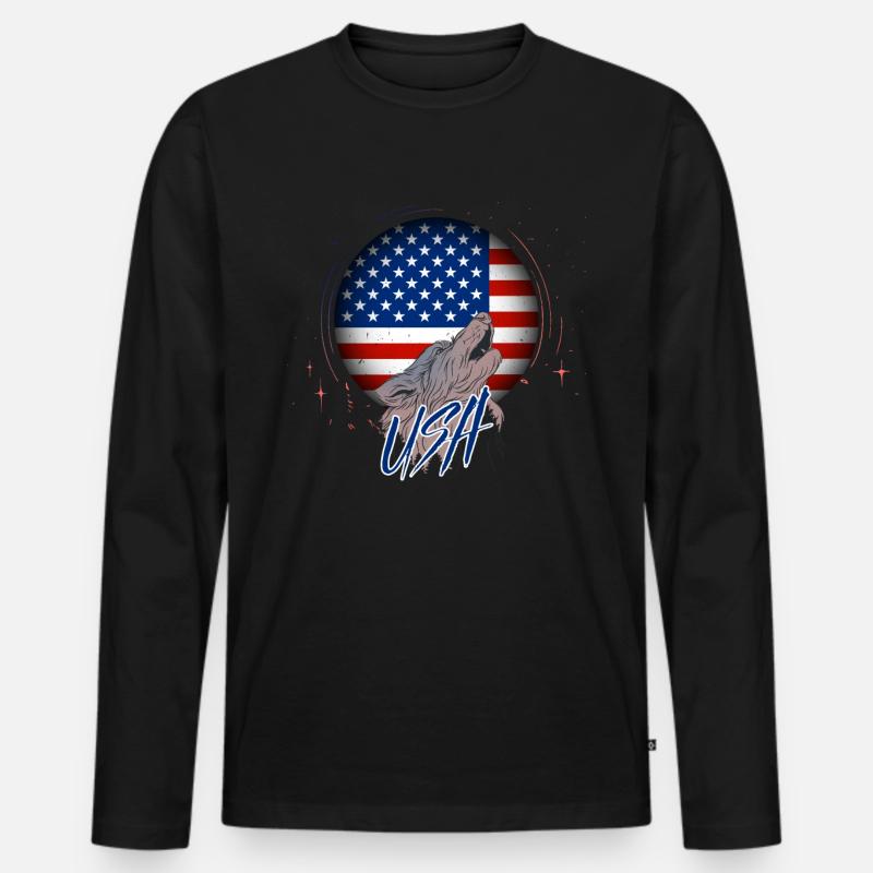 USA - Männer Premium Bio Langarmshirt - Schwarz
