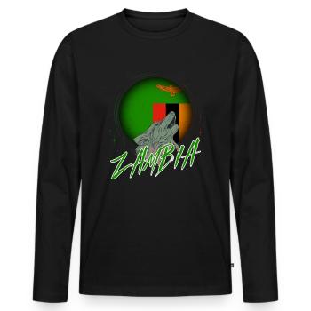 Zambia - Men's Premium Organic Long Sleeve Shirt - black - Front - Nico (187cm)