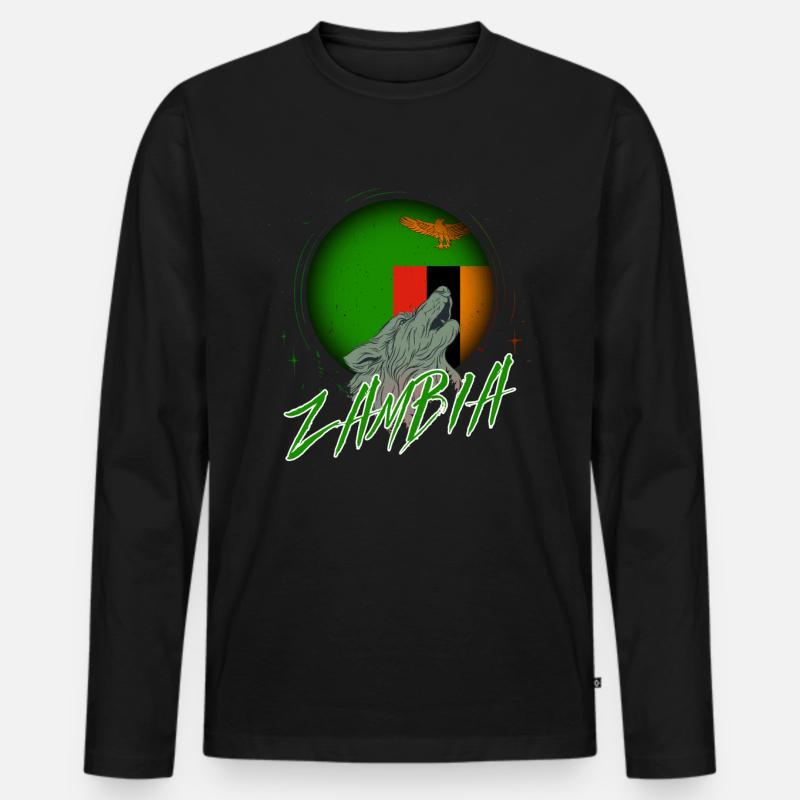 Sambia - Männer Premium Bio Langarmshirt - Schwarz