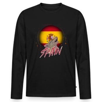 Spanien - Männer Premium Bio Langarmshirt - Schwarz - Vorne - Nico (187cm)