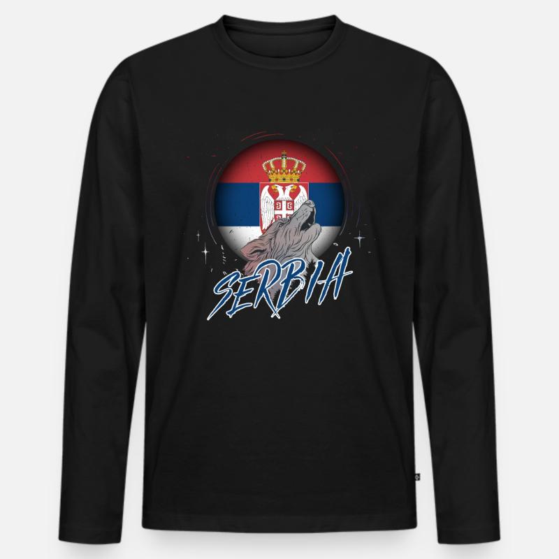 Serbien - Männer Premium Bio Langarmshirt - Schwarz