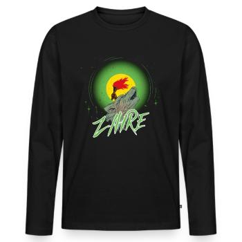 Zaire - Men's Premium Organic Long Sleeve Shirt - black - Front - Nico (187cm)