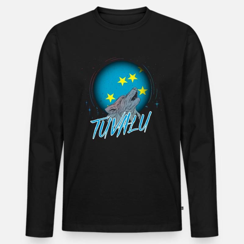 Tuvalu - Männer Premium Bio Langarmshirt - Schwarz