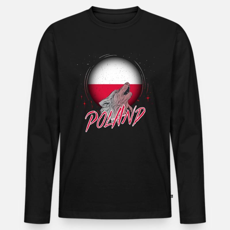 Polen - Männer Premium Bio Langarmshirt - Schwarz