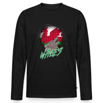 Wales - Männer Premium Bio Langarmshirt - Schwarz - Vorne - Nico (187cm)