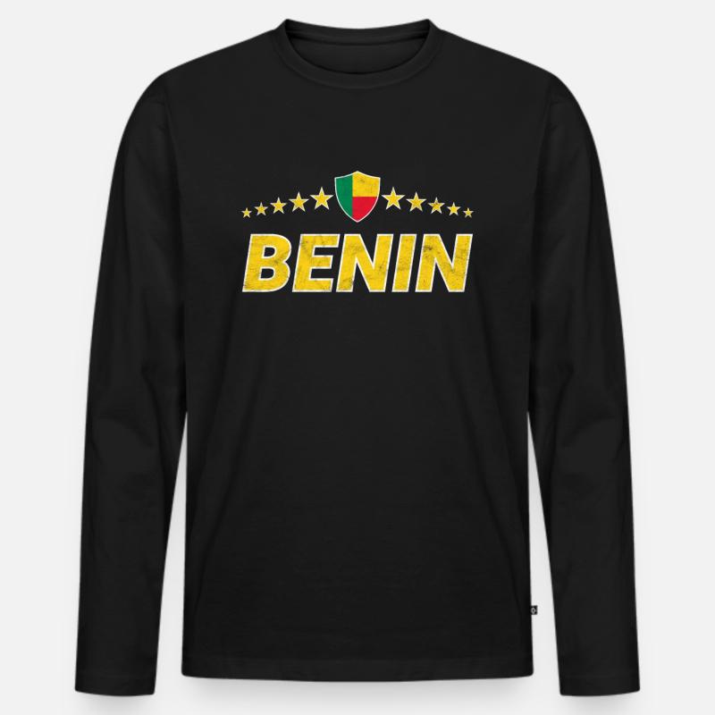Benin - Männer Premium Bio Langarmshirt - Schwarz