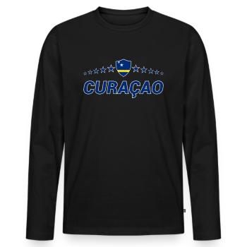 Curaçao - Männer Premium Bio Langarmshirt - Schwarz - Vorne - Nico (187cm)