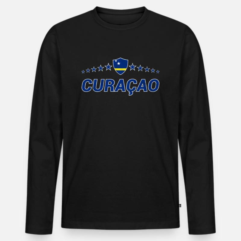 Curaçao - Männer Premium Bio Langarmshirt - Schwarz