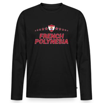 Polynésie française - T-shirt manches longues Premium bio Homme - noir - Devant - Nico (187cm)