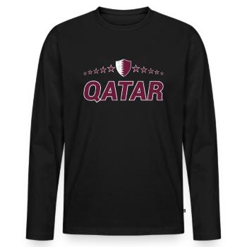 Qatar - Men's Premium Organic Long Sleeve Shirt - black - Front - Nico (187cm)