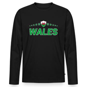 Wales - Männer Premium Bio Langarmshirt - Schwarz - Vorne - Nico (187cm)