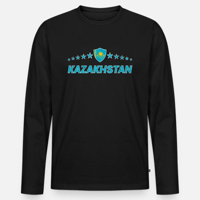 Kasachstan - Männer Premium Bio Langarmshirt - Schwarz
