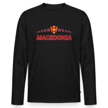 Macédoine - T-shirt manches longues Premium bio Homme - noir - Devant - Nico (187cm)
