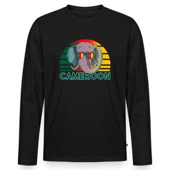 Cameroun - T-shirt manches longues Premium bio Homme - noir - Devant - Nico (187cm)
