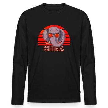 China - Men's Premium Organic Long Sleeve Shirt - black - Front - Nico (187cm)