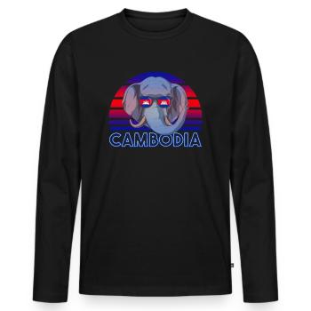 Cambodge - T-shirt manches longues Premium bio Homme - noir - Devant - Nico (187cm)